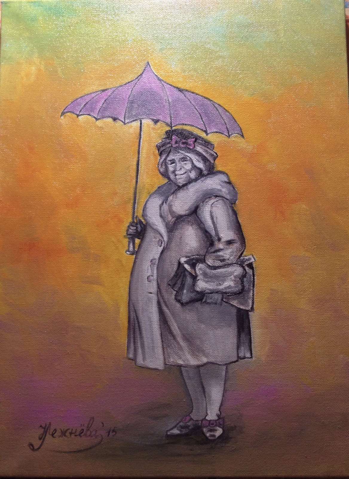 картинка Дама с зонтиком, картина от магазина Одежда+
